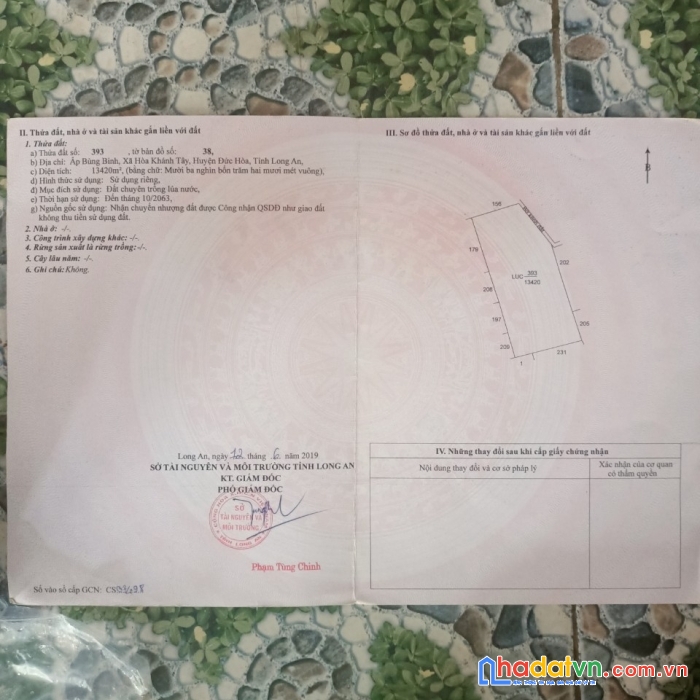 Chính chủ bán lô đất lúa hòa khánh tây - đức hòa - long an