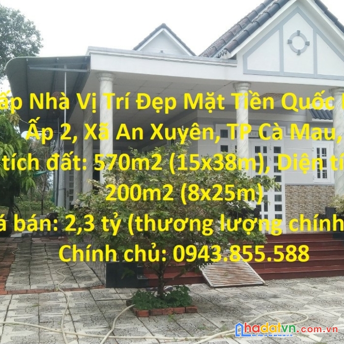 Bán gấp nhà vị trí đẹp mặt tiền quốc lộ 63 tại ấp 2, xã an xuyên, tp cà mau,