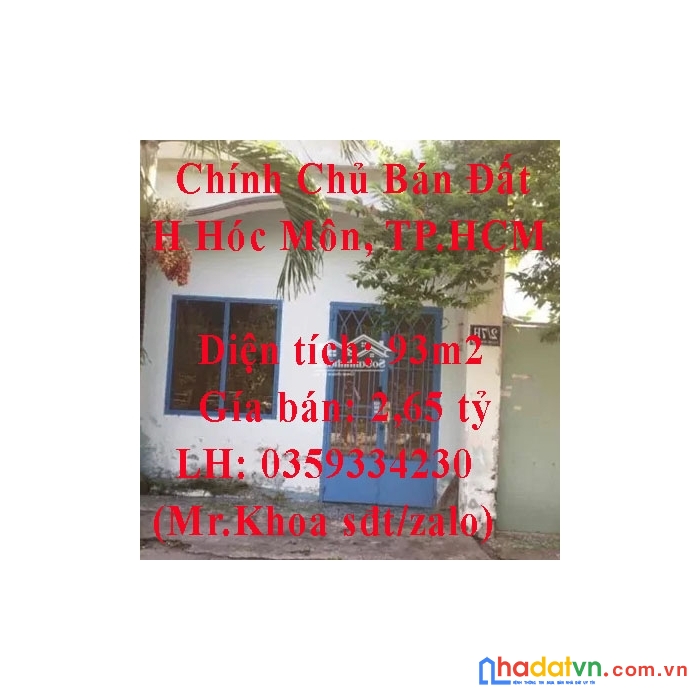 Chính chủ bán đất huyện hóc môn, tcm
