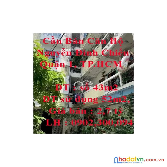 Cần bán căn hộ đường nguyễn đình chiểu quận 1, tp.hcm