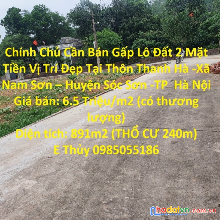 Chính chủ cần bán gấp lô đất 2 mặt tiền vị trí đẹp tại sóc sơn-hà nội