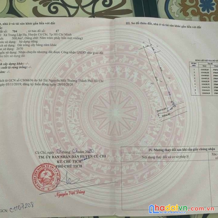 Bán đất nông nghiệp 500.4m² tại đường nguyễn thị rành, xã trung lập hạ, huyện củ chi, hcm.