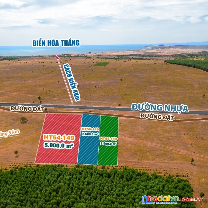 Bán đất sào hoà thắng 2500m² mặt tiền đường đá, cách dt716 2km, view điện gió