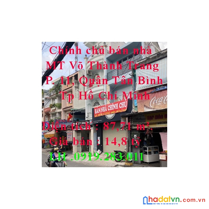 Chính chủ bán nhà mt đường võ thành trang, phường 11, quận tân bình, tp hồ chí minh