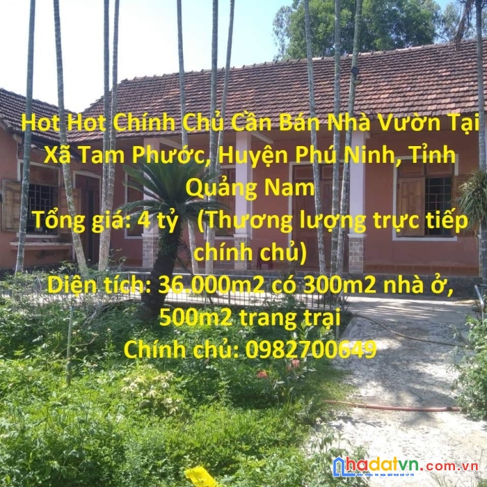 Hot hot chính chủ cần bán nhà vườn tại phú ninh quảng nam