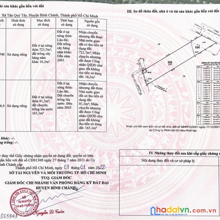 Kẹt tiền ra lô đất 16x61.5, có 805m2 thổ cư, mt đoàn nguyên tuấn tân quý tây bình chánh