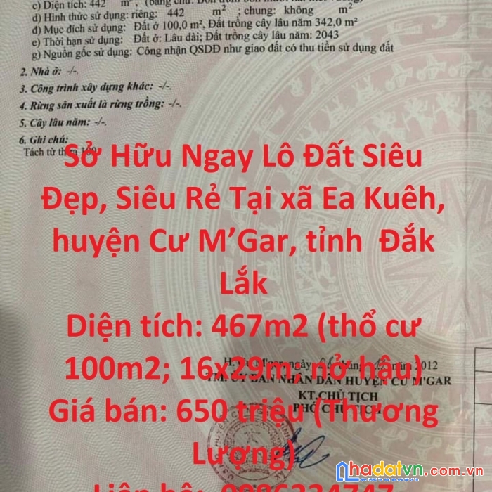 Sở hữu ngay lô đất siêu đẹp, siêu rẻ tại  cư m’gar, đắk lắk