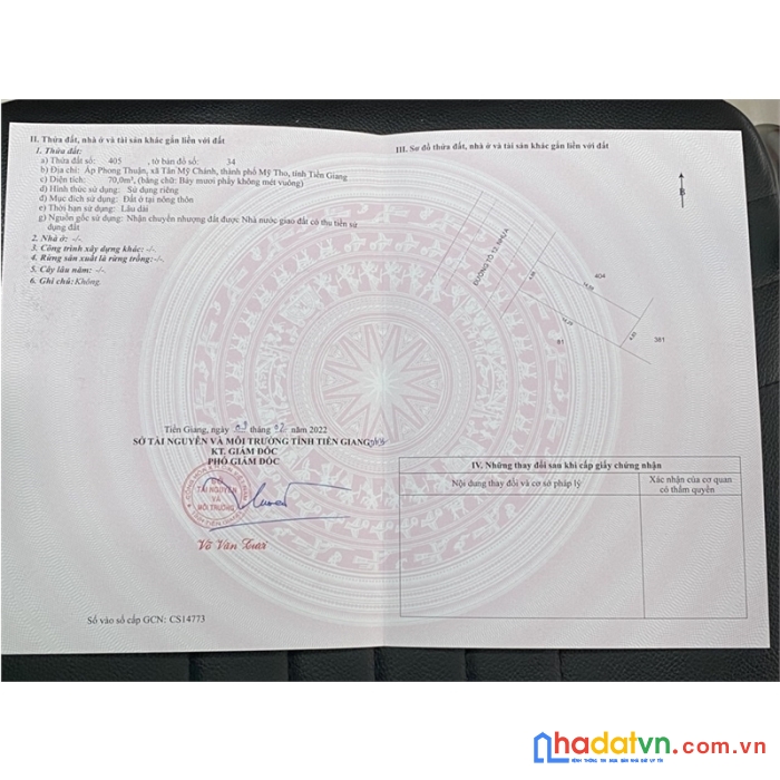 Đất thổ cư ấp phong thuận, tân mỹ chánh, dt 70m2 giá 1 tỷ.