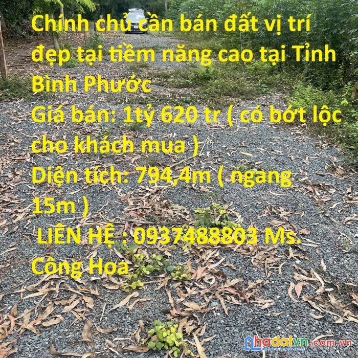 Chính chủ cần bán đất vị trí đẹp tại tiềm năng cao tại tỉnh bình phước