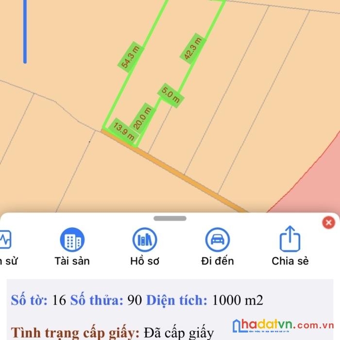 Bán 1000m2 đất phường xuân tân thành phố long khánh