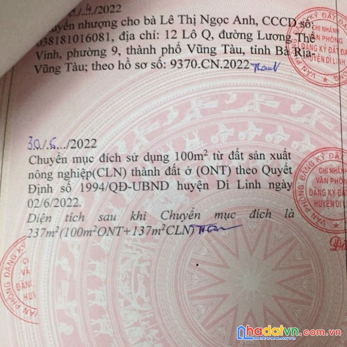 Bán thu hồi vốn, lô đất thổ cư ngay sau trường tiểu học đinh lạc, dinh linh, lâm đồng