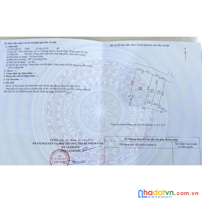 Bán đất đường thông xã lại thượng - thạch thất - hà nội