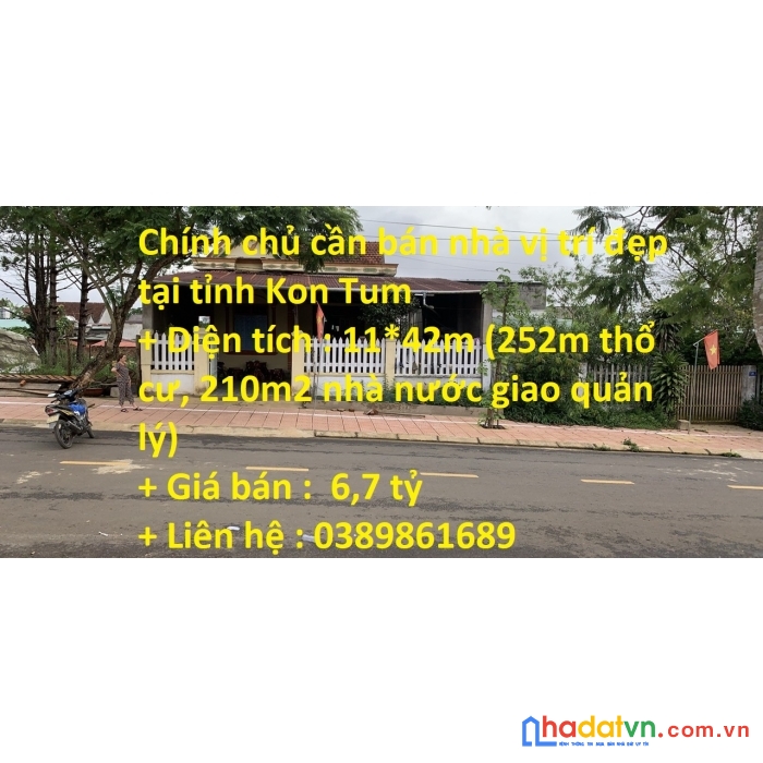 Chính chủ cần bán nhà vị trí đẹp tại tỉnh kon tum