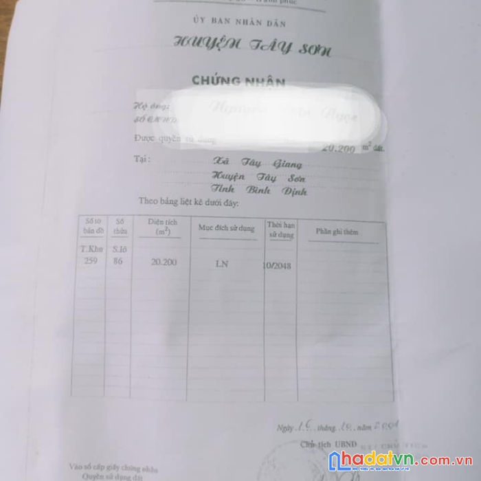 Chỉnh chủ cần bán gấp lô đất rừng gần 4 ha tại tây giang, tây sơn, bình định