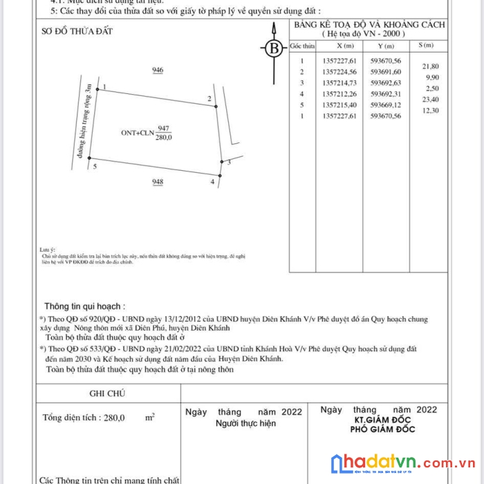Bán lô đất diên phú - diên khánh rẽ nhất khu vực , sát ql1a dt 12x23 lh 0985451850 xuyên