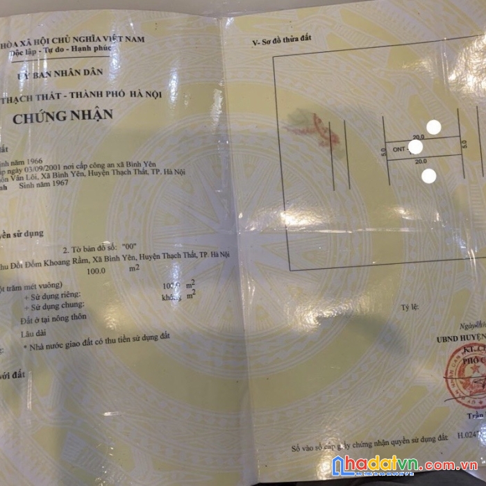 Bán lô đất 2 mặt đường công ty may bình yên