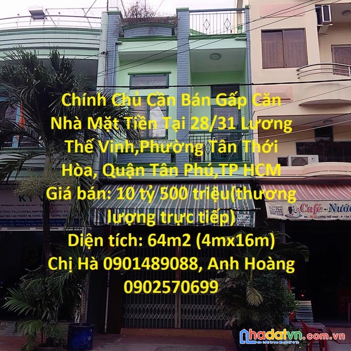 Chính chủ cần bán gấp căn nhà mặt tiền tại quận tân phú,tp hcm