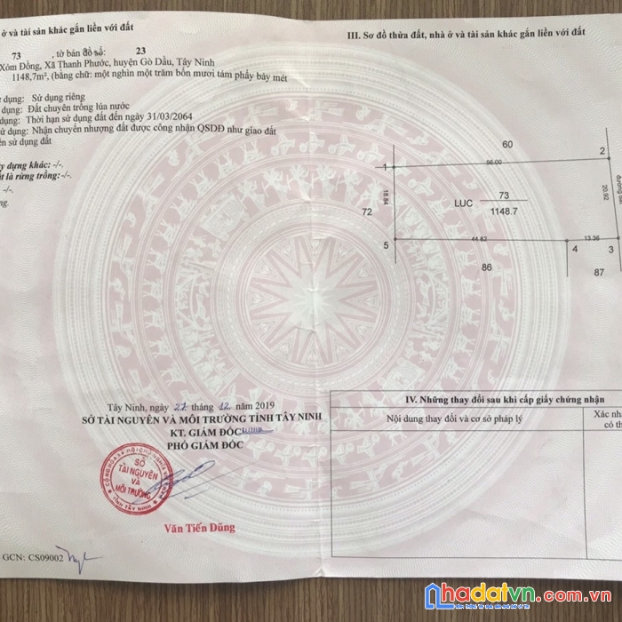 Bán đất mặt tiền 20.9m*56m tây ninh