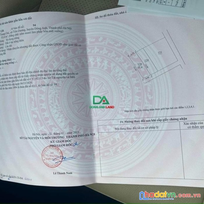 Bán 55.4m đất trung oai tiên dương giá 1,4 tỷ