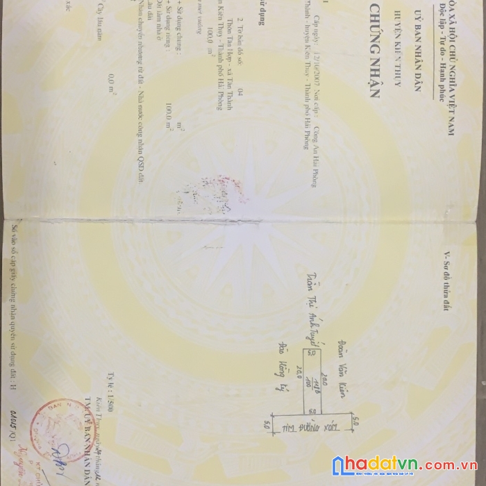 Chỉ 21 triệu/m2 có ngay lô đất 100 m2 ngõ 213 tân thành đường nhựa 10m giá rẻ nhất khu vực