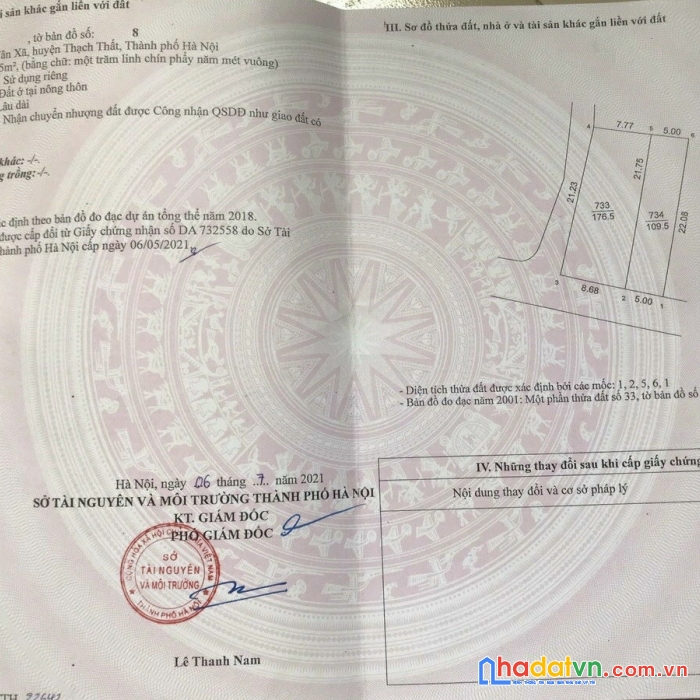 Bán 109m2 trục chính thôn 2 tân xã - thạch thất - hà nội