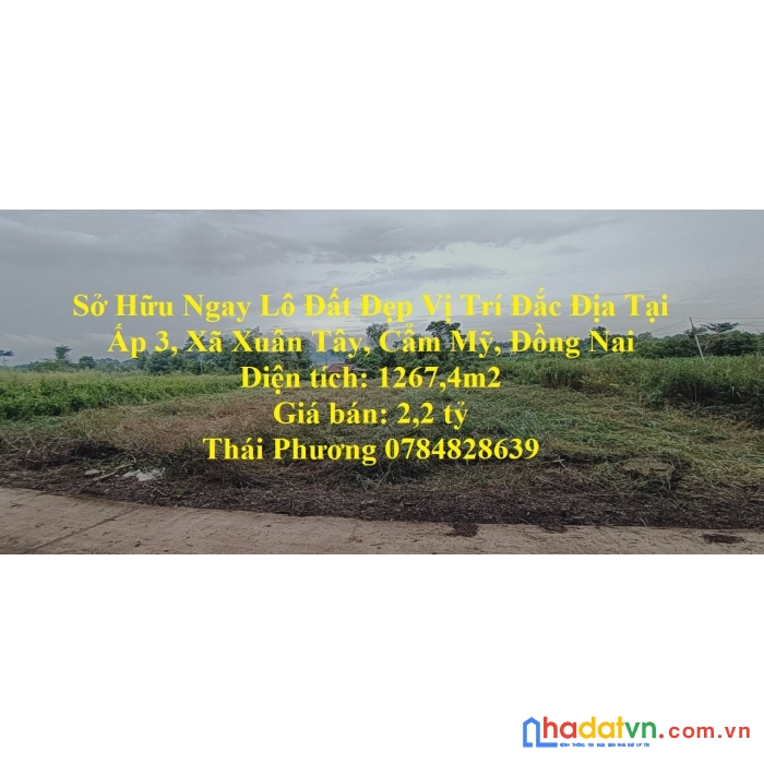 Sở hữu ngay lô đất đẹp vị trí đắc địa tại ấp 3, xã xuân tây, cẩm mỹ, đồng nai