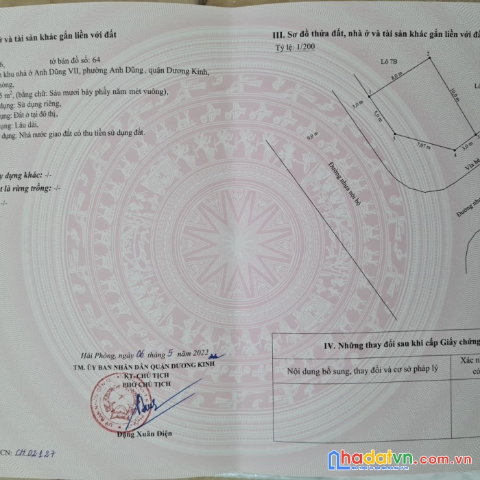 Lô góc 68m2 tại anh dũng, dương kinh đường nhựa 15m ngay cầu rào 2 giá chỉ 2,1 tỉ