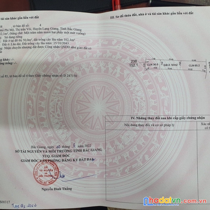 Chính chủ bán gấp lô đất tại tổ dân phố phi mô – thị trấn vôi – lạng giang - bắc giang