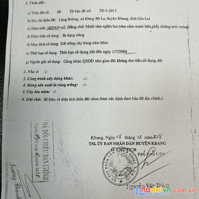 Chính chủ rao bán đất xã kông bờ la, huyện kbang, tỉnh gia lai