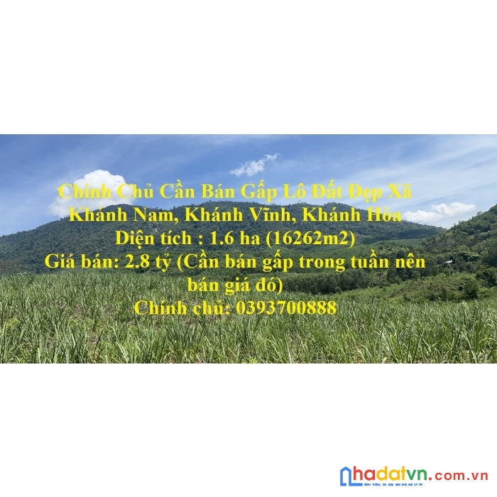 Chính chủ cần bán gấp lô đất đẹp xã khánh nam, khánh vĩnh, khánh hòa