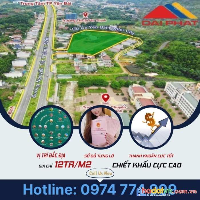 Đất nền trung tâm tp yên bái full thổ cư, đã có sổ sẵn sàng chuyển nhượng, giá đầu tư chỉ 12tr/m