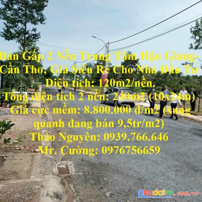 Bán gấp 2 nền trung tâm hậu giang-cần thơ, giá siêu rẻ cho nhà đầu tư