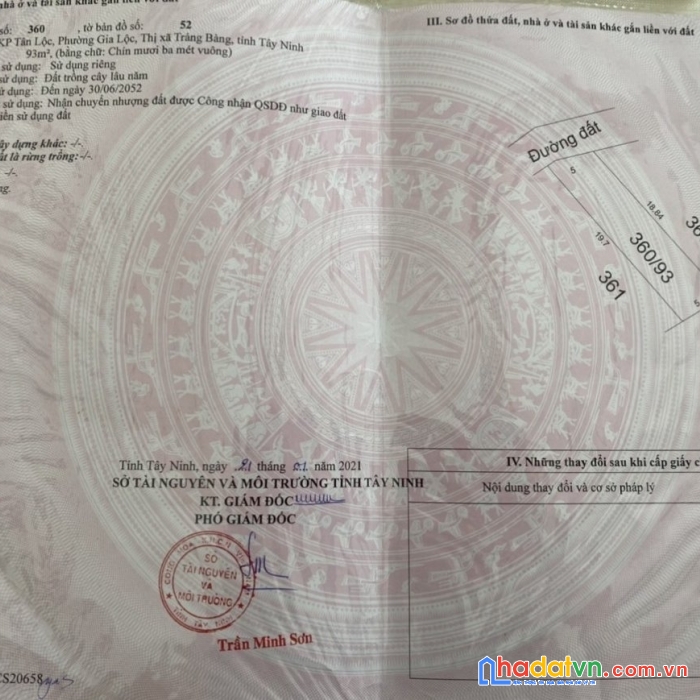 Bán nhanh đất khu phố tân lộc - gia lộc - thị xã trảng bàng