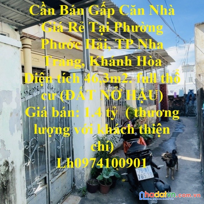 Cần bán gấp căn nhà giá rẻ tại phường phước hải, tp nha trang, khánh hòa