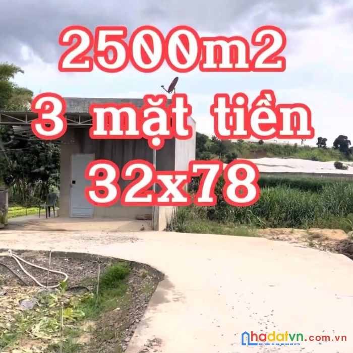 Bán đất ba mặt tiền (2,5 sào) lạc viên đường bê tông, đơn dương, lâm đồng