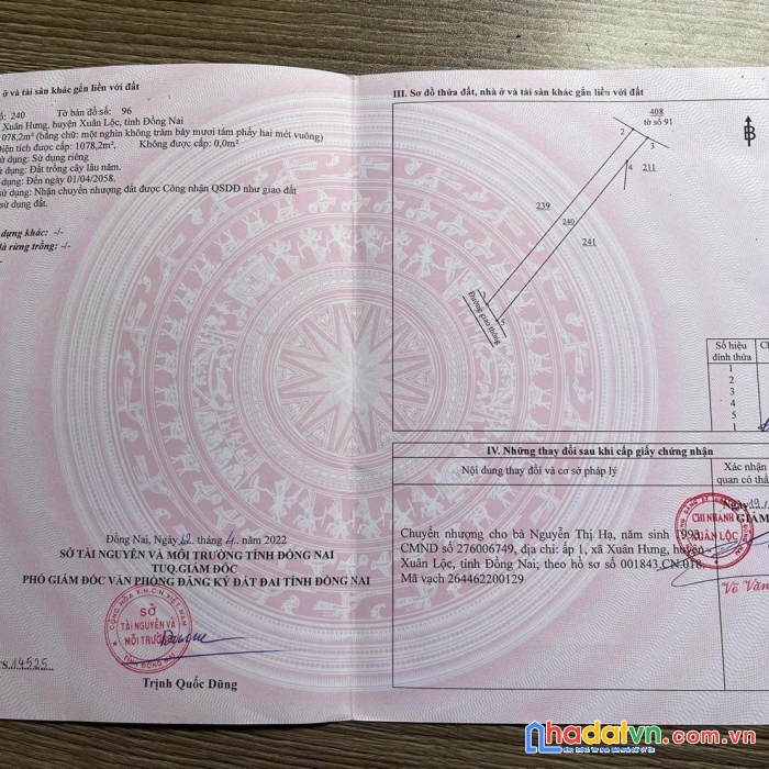 Cần bán lô đất vị trí đẹp tại huyện xuân lộc, tỉnh đồng nai.