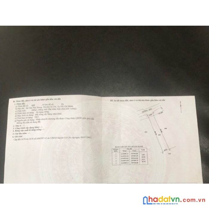 Bán đất thổ cư 209m² tại đường 65, xã tân phú trung, huyện củ chi, tp. hồ chí minh (chính chủ)