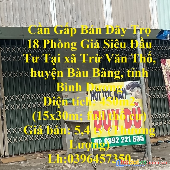 Cần gấp bán dãy trọ 18 phòng giá siêu đầu tư tại bàu bàng