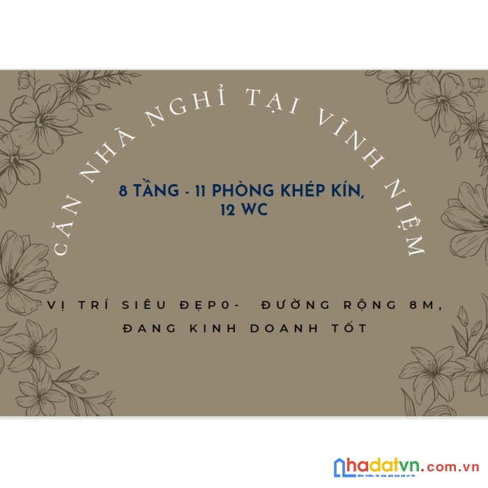 N 353    bán nhà nghỉ tại thiên loi vĩnh niệm   8 tầng 12 phòng   
lh  0399291974