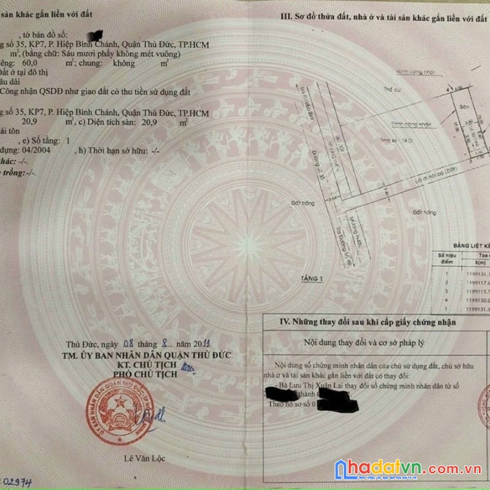 Bán đất đường 35 hiệp bình chánh - 4x15 - giá 3 tỷ