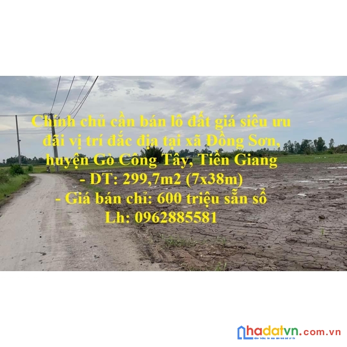 Chính chủ cần bán lô đất giá siêu ưu đãi vị trí đắc địa tại tiền giang