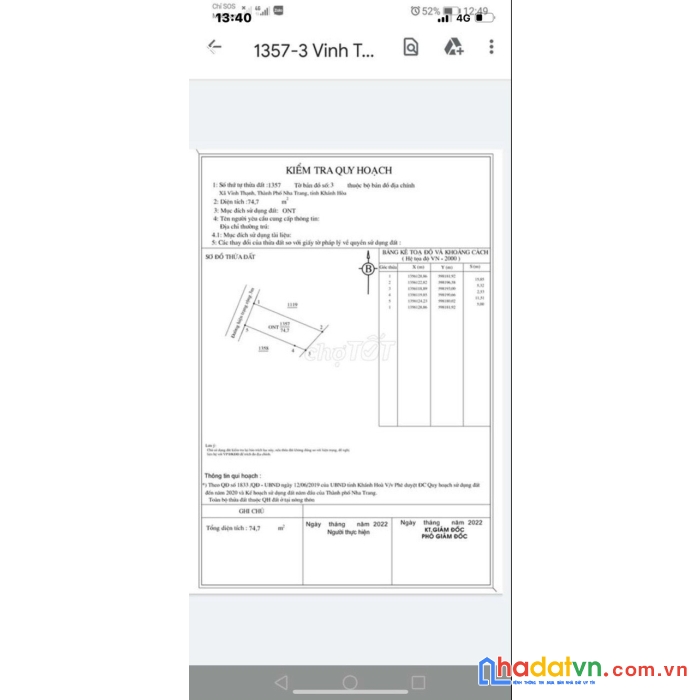 Bán lô đất đường oto sau lưng trường lương thế vinh xã vĩnh thạnh giá 14 triệu/m2.