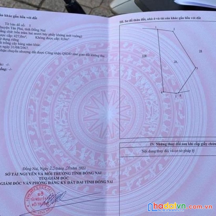 Cần bán nhanh lô đất vị trí đắc địa tại tân phú, đồng nai