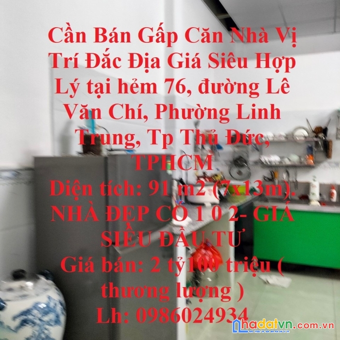 Cần bán gấp căn nhà vị trí đắc địa giá siêu hợp lý tại tp thủ đức, tphcm