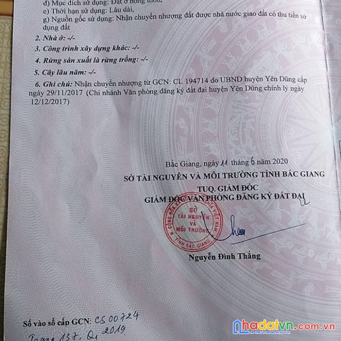 Cần bán lô đất xã đức giang huyện yên dũng tỉnh bắc giang