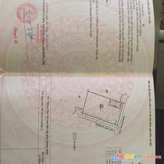 Chính chủ cần bán gấp đất tại xã hiệp thạnh, huyện đức trọng, tỉnh lâm đồng