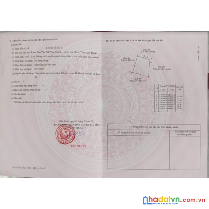 Bán 10.000m2 đất vườn ở phan thanh, cách cao tốc bắc - nam 1km, ql1a~5km, sổ sẵn.