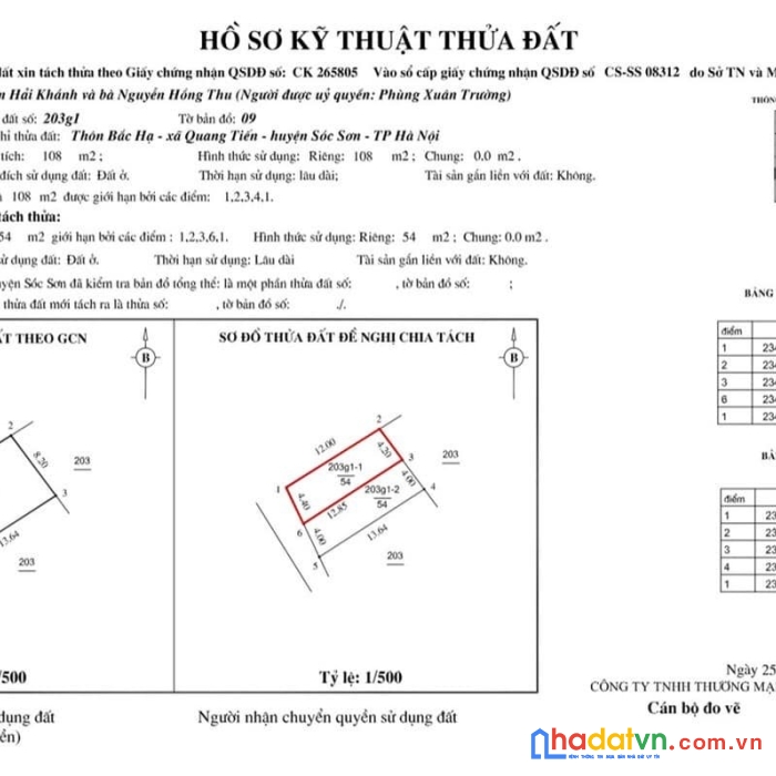 Còn duy  nhất một  lô   54m2 tại bắc hạ - quang tiến - sóc sơn, cách trục kinh doanh 20m