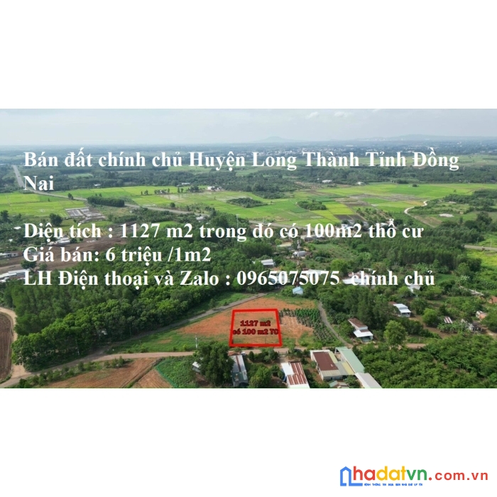 Bán đất chính chủ huyện long thành tỉnh đồng nai