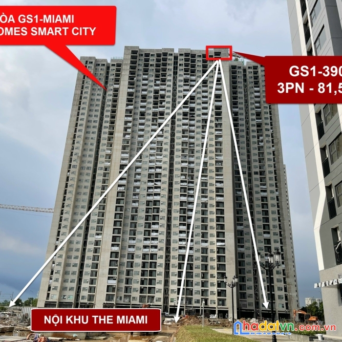 Bán căn 3pn, 81,5m2, gs1 - 3901, vinhomes smart city, vị trí góc, giá 3,41 tỷ, có nội thất cao cấp